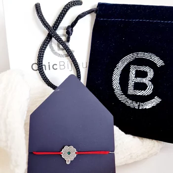 Ezüst Lóhere Karkötő Swarovski Kristállyal és állítható zsinórral