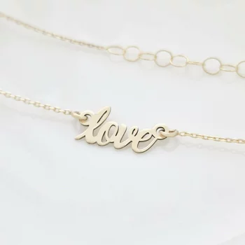 LOVE Nyaklánc - 14K Sárga Arany - Körkapocs