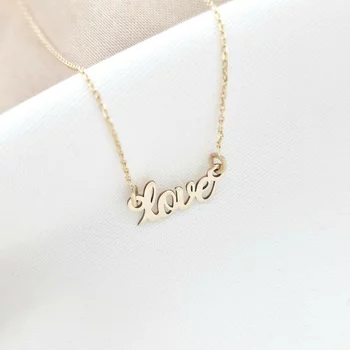 LOVE Nyaklánc - 14K Sárga Arany - Körkapocs