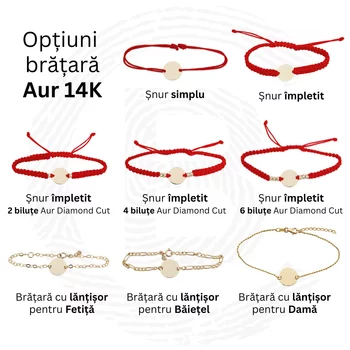Mackó Karkötő Névvel - 14K Sárga Arany - Állítható Piros Makramé Zsinór
