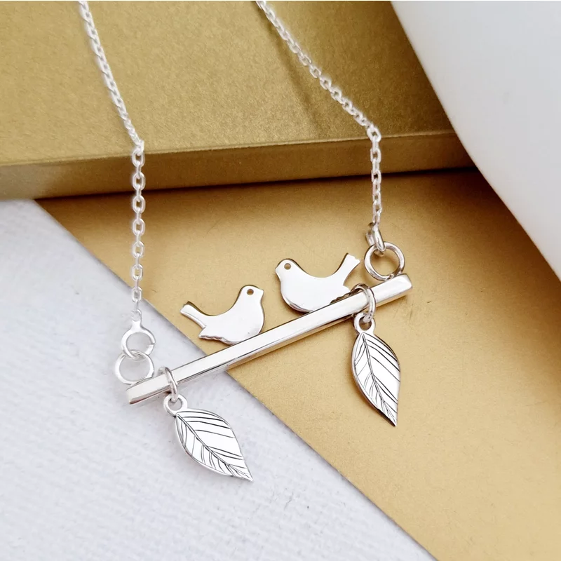 Madaras Nyaklánc - Ezüst Galambok - 925 Sterling Ezüst - Körkapocs
