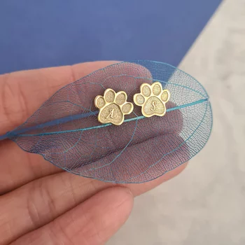 Mancs Fülbevaló - 18K Sárga Aranyozott 925 Sterling Ezüst Monogrammal - Stekkeres