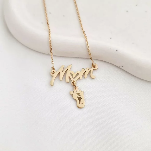 MOM Nyaklánc - 18K Sárga Aranyozott 925 Sterling Ezüst Talp - Körkapocs