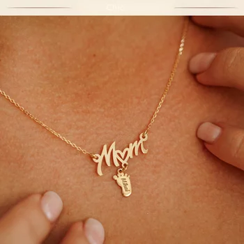 MOM Nyaklánc - 18K Sárga Aranyozott 925 Sterling Ezüst Talp - Körkapocs