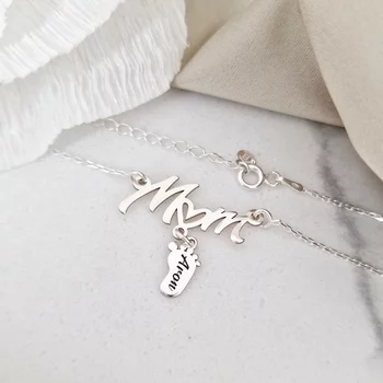 MOM Nyaklánc -  925 Sterling Ezüst Talp - Körkapocs