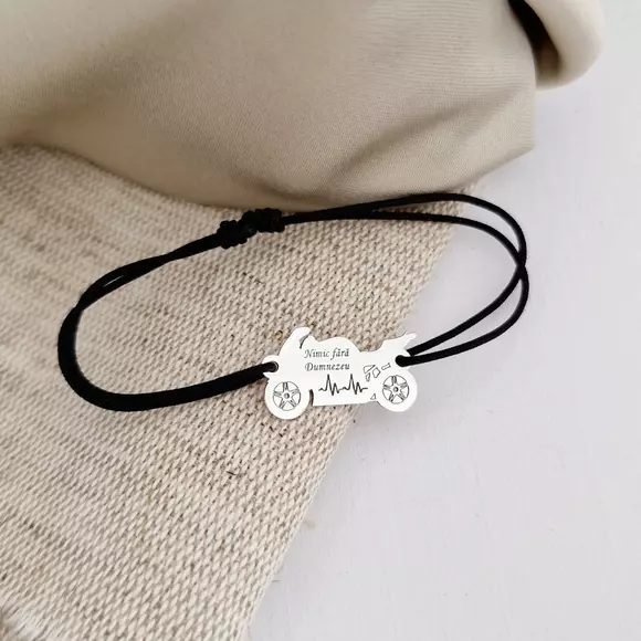 Motoros Karkötő - 925 Sterling Ezüst Motorbicikli - Állítható méret, különböző színű zsinór