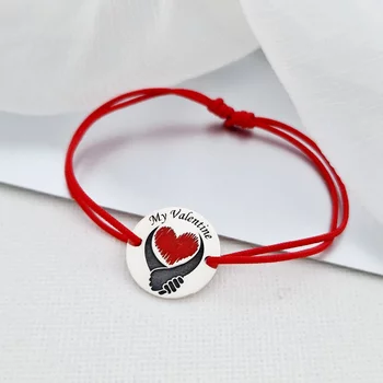 My Valentine Ezüst Karkötő Piros Zománccal