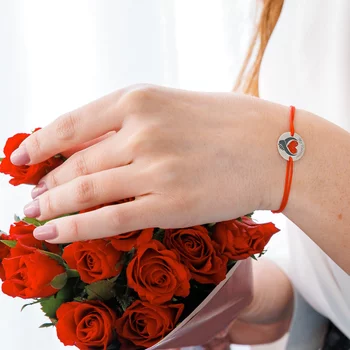 My Valentine Ezüst Karkötő Piros Zománccal