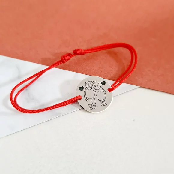 Nagyszülők Karkötő - 925 Sterling Ezüst - Állítható Zsinór