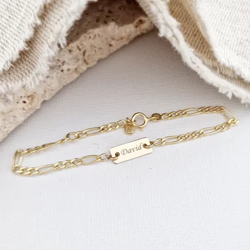 Név Lemez Karkötő -  9K Sárga Arany - Kislány/Kisfiú Lánc