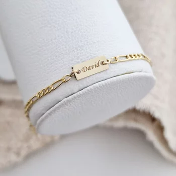 Név Lemez Karkötő -  9K Sárga Arany - Kislány/Kisfiú Lánc