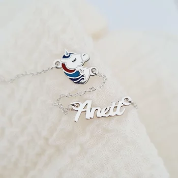 Neves Gyerek Nyaklánc - 925 Sterling Ezüst Névvel és Zománcozott Egyszarvúval