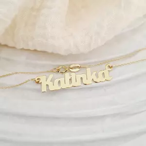 Neves Nyaklánc 7/8 Betű- 14K Sárga Arany Név - Körkapocs