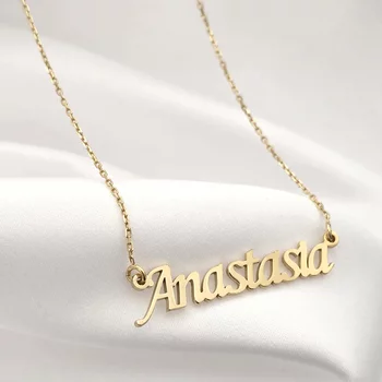 Névnyaklánc – Klasszikus Elegáns Betűtípus – 18K Sárga Aranyozott 925 Sterling Ezüst