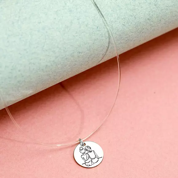 Nővér/Barátnő Choker Nyaklánc - 925 Sterling Ezüst Érme - Szilikon Szál