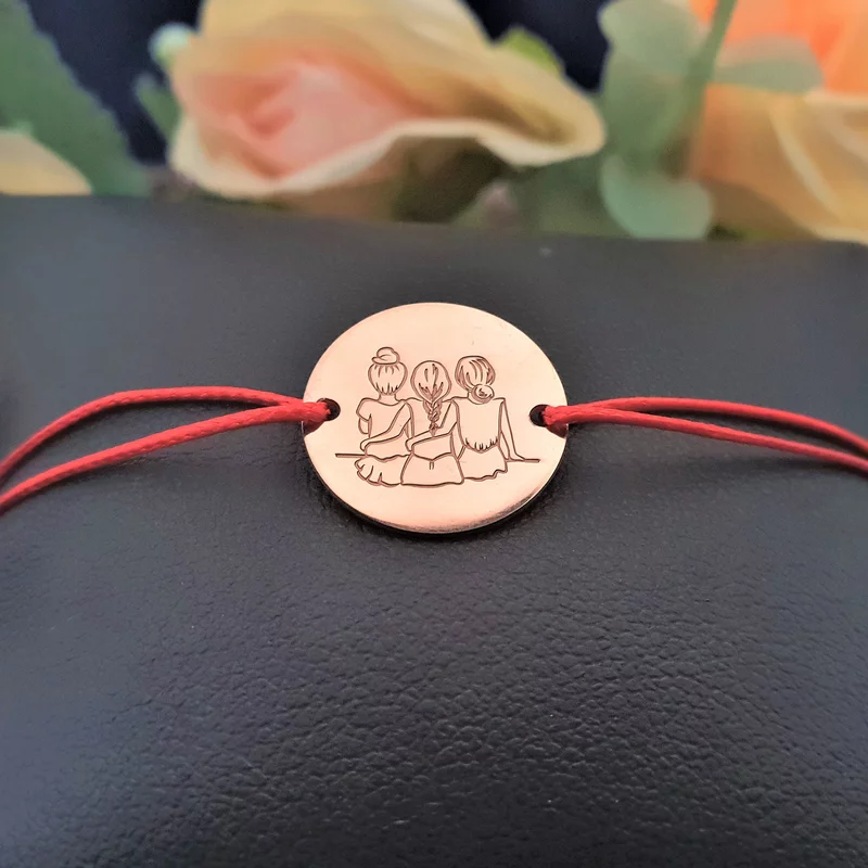 Nővér/Barátnő Érme Karkötő - 18K Rozé Aranyozott 925 Sterling Ezüst - Állítható Zsinór