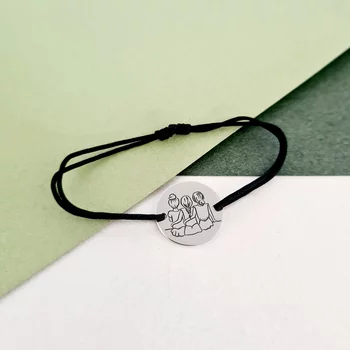 Nővér/Barátnő Érme Karkötő - 925 Sterling Ezüst - Állítható Zsinór