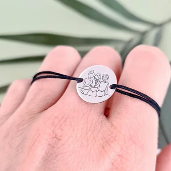 Nővér/Barátnő Érme Karkötő - 925 Sterling Ezüst - Állítható Zsinór