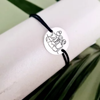 Nővér/Barátnő Érme Karkötő - 925 Sterling Ezüst - Állítható Zsinór