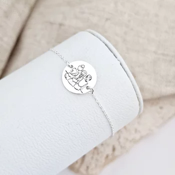 Nővér/Barátnő Érme Karkötő - 925 Sterling Ezüst - Lánccal