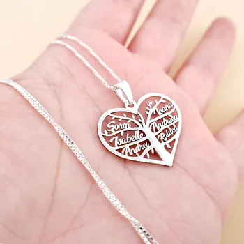 Nyaklánc Nevekkel - A Fa Szíve - Személyre szabott medál névvel - 925 Sterling Ezüst - Körkapocs