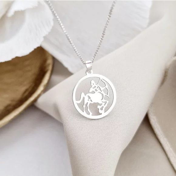 Nyilas Csillagjegy Nyaklánc - 925 Sterling Ezüst - Körkapocs