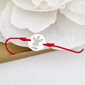 Nyitott Szárnyú Angyal Karkötő - 15 mm Érme - 925 Sterling Ezüst  - Állítható Zsinórral