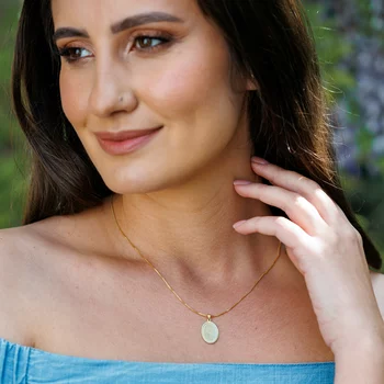 Ovális Ujjlenyomat Medál  - 18K Sárga Arany Sterling Ezüst - Körkapocs