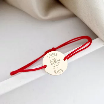 Érme karkötő - Sisters forever - 14k Sárga arany - 15 mm átmérő - állítható zsinór