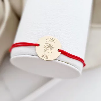 Érme karkötő - Sisters forever - 14k Sárga arany - 15 mm átmérő - állítható zsinór