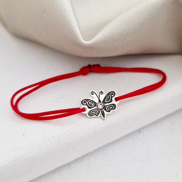 Ezüst Nyitott Szárnyú Pillangó Karkötő Swarovski Kristállyal