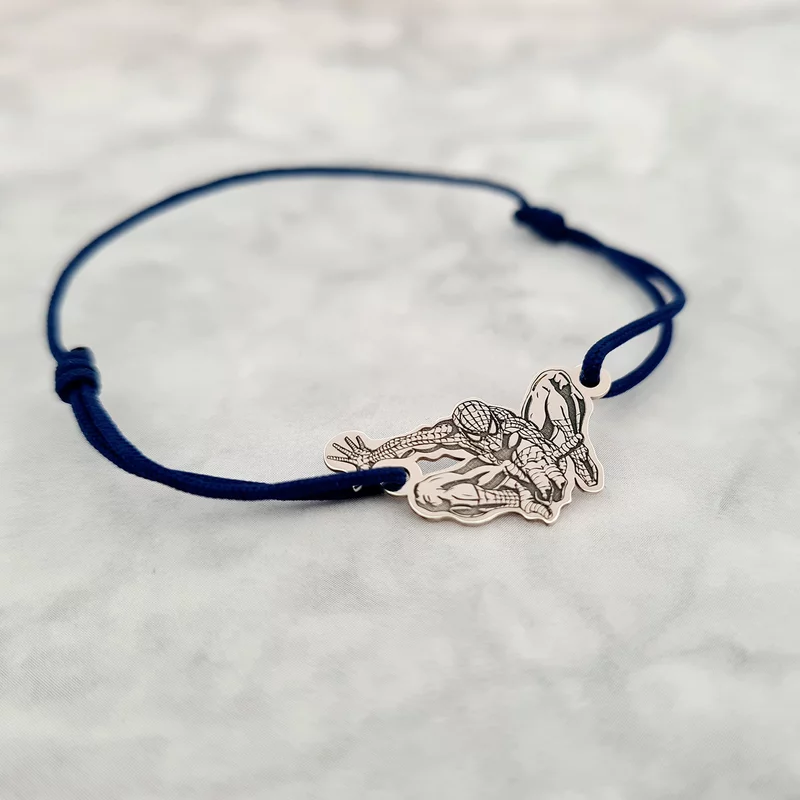 Pókember Karkötő - 925 Sterling Ezüst - Állítható Zsinór