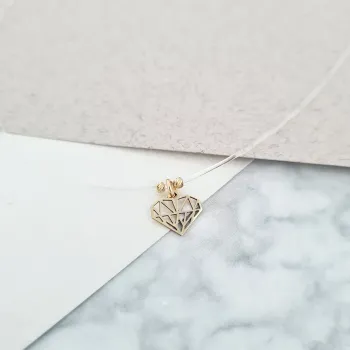 14K Gyémánt Szív Szilikon Nyaklánc