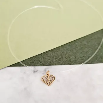 14K Gyémánt Szív Szilikon Nyaklánc