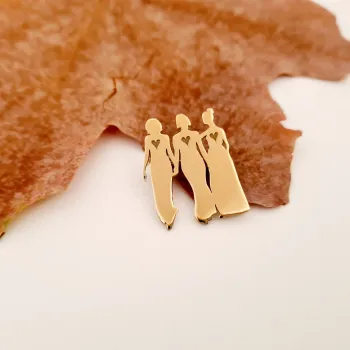 Ezüst 3 Nővér/Barátnő Bross 18K sárga arany bevonattal