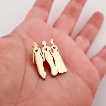 Ezüst 3 Nővér/Barátnő Bross 18K sárga arany bevonattal