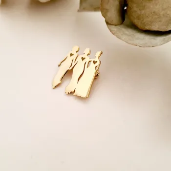 Ezüst 3 Nővér/Barátnő Bross 18K sárga arany bevonattal