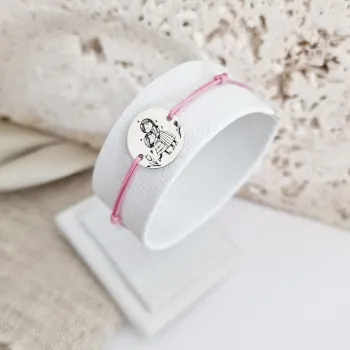Anya és Lánya Karkötő - 925 Sterling Ezüst 15 mm Érme - Állítható Zsinór