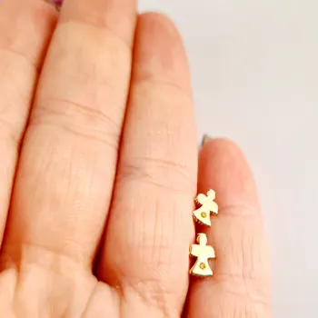 14K Arany Gyerek Fülbevaló Természetes Gyémánttal - Angyal