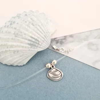 Choker Beach Summer - Különféle medálokkal és 4 mm-es gyöngyökkel személyre szabva - Ezüst 925 - Szilikon lánc karabineres csattal