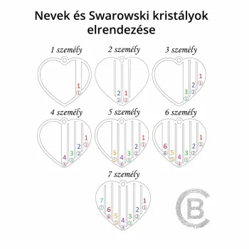 Családi Szív Nyaklánc - 3 Név - 18K Rozé Aranyozott 925 Sterling Ezüst  Swarovski Kristály - Körkapocs