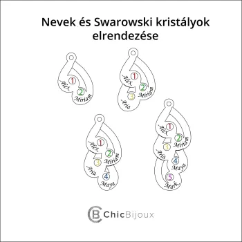 Érzelem Cseppek Nyaklánc - 3 Név - 18K Sárga Aranyozott 925 Sterling Ezüst  Swarovski Kristály - Körkapocs
