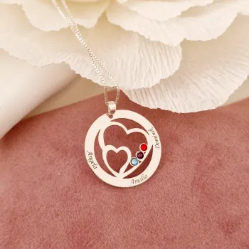 Családi Egyesülés - 3 Név -  925 Sterling Ezüst  Swarovski Kristály - Körkapocs