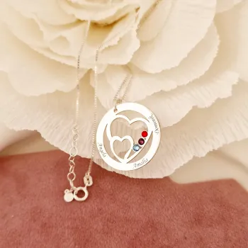 Családi Egyesülés - 3 Név -  925 Sterling Ezüst  Swarovski Kristály - Körkapocs
