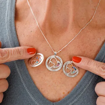 Családi Egyesülés - 3 Név -  925 Sterling Ezüst  Swarovski Kristály - Körkapocs
