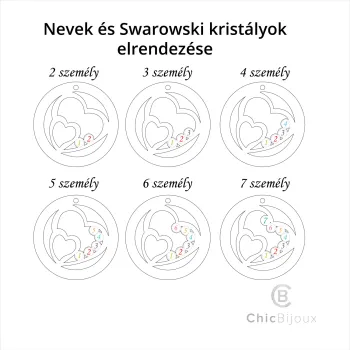 Családi Egyesülés - 3 Név -  925 Sterling Ezüst  Swarovski Kristály - Körkapocs