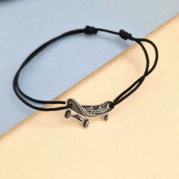 Ezüst Karkötő - Gördeszka névvel - 925 Sterling Ezüst  - Állítható Zsinórral