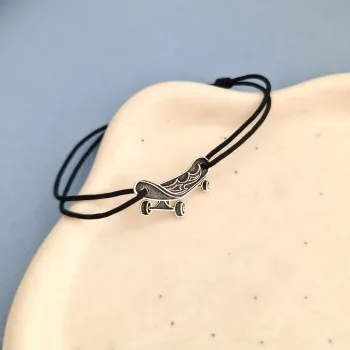 Ezüst Karkötő - Gördeszka névvel - 925 Sterling Ezüst  - Állítható Zsinórral