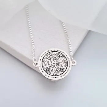 Ezüst QR Kód Érme Karkötő Csúszólánccal