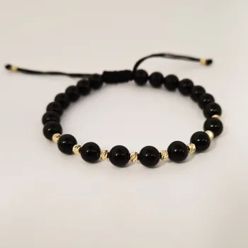 Ónix Karkötő - 10 db 14K arany golyóval -3 mm - 5mm